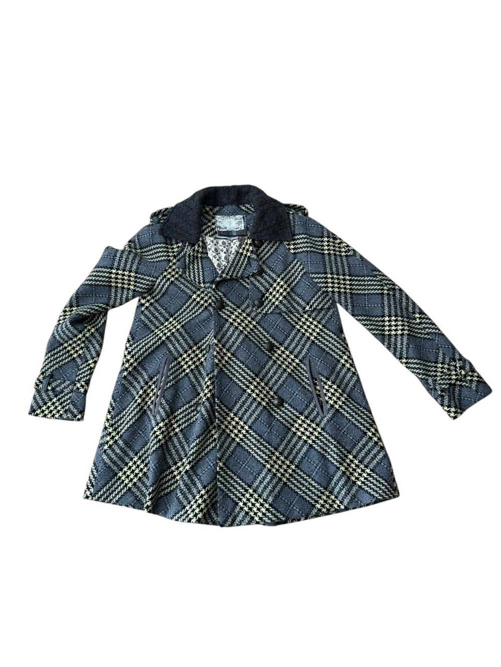 Free People Plaid Wool Swing Coat